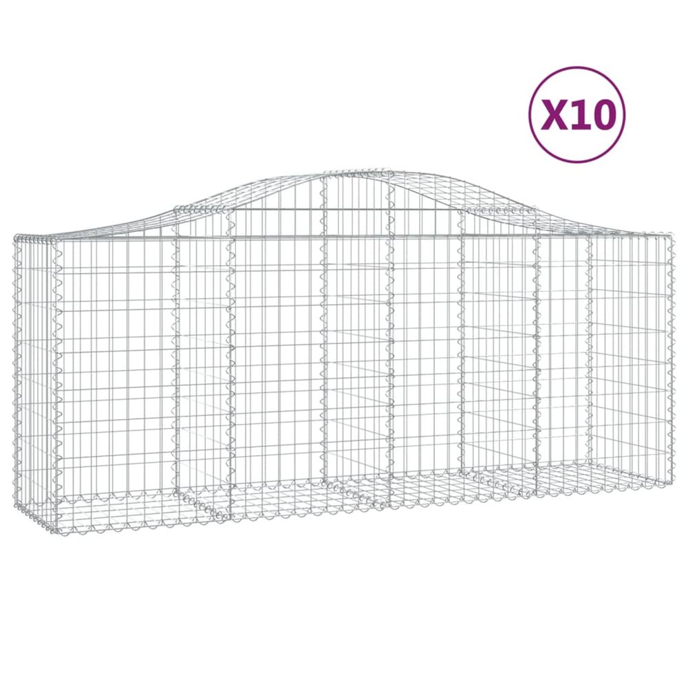 Paniers à gabions arqués 10 pcs 200x50x80/100 cm fer galvanisé