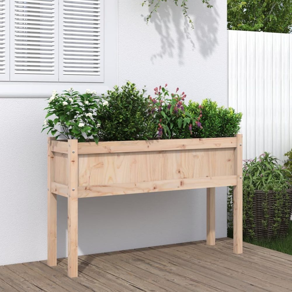 Grande jardinière sur pieds en pin 110x31x70 cm pour potager et terrasse