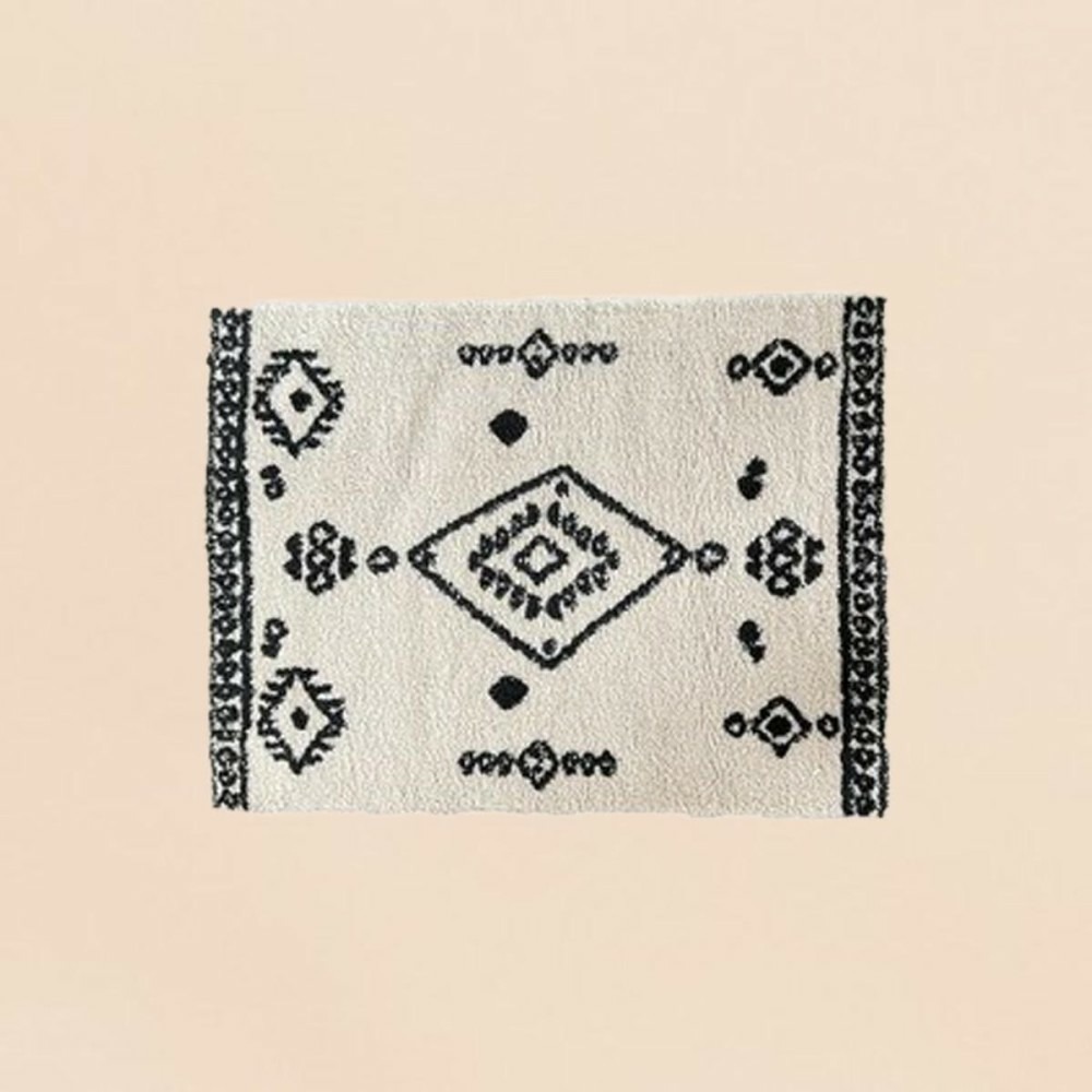 Tapis rectangulaire noir et blanc 120x60cm