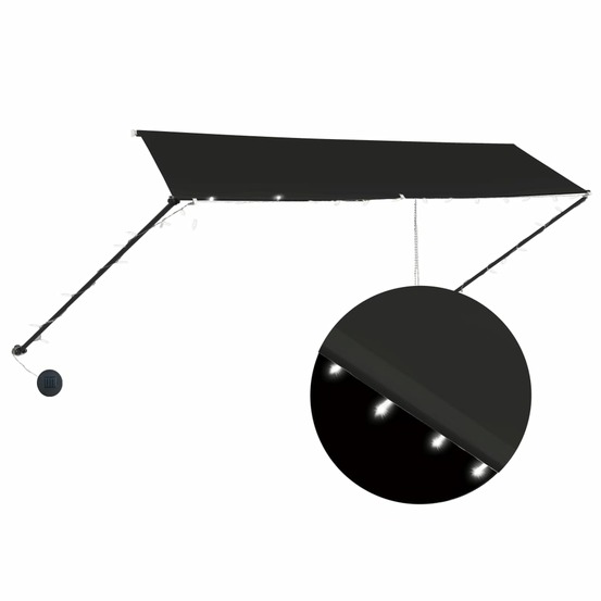 Auvent rétractable avec led 350x150 cm anthracite