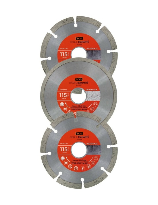 Lot 3 disques matériaux carrelage 115 22,23
