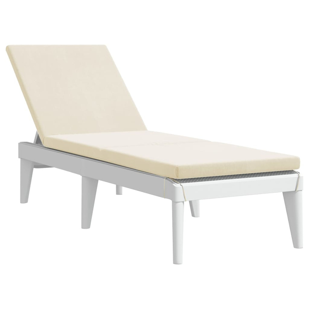 Chaise longue avec coussin blanc 186x60x29 cm pp bain de soleil