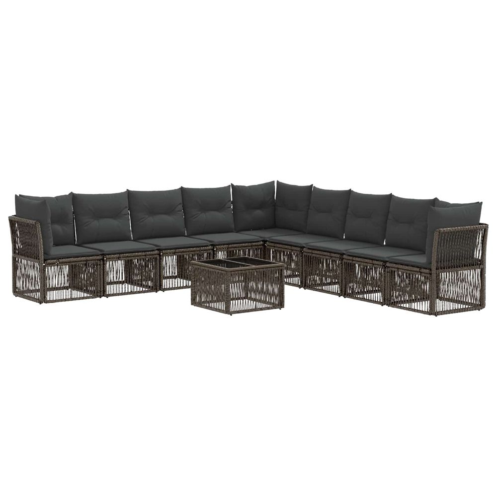 Ensemble de canapé de jardin 10 pc gris polyrotin