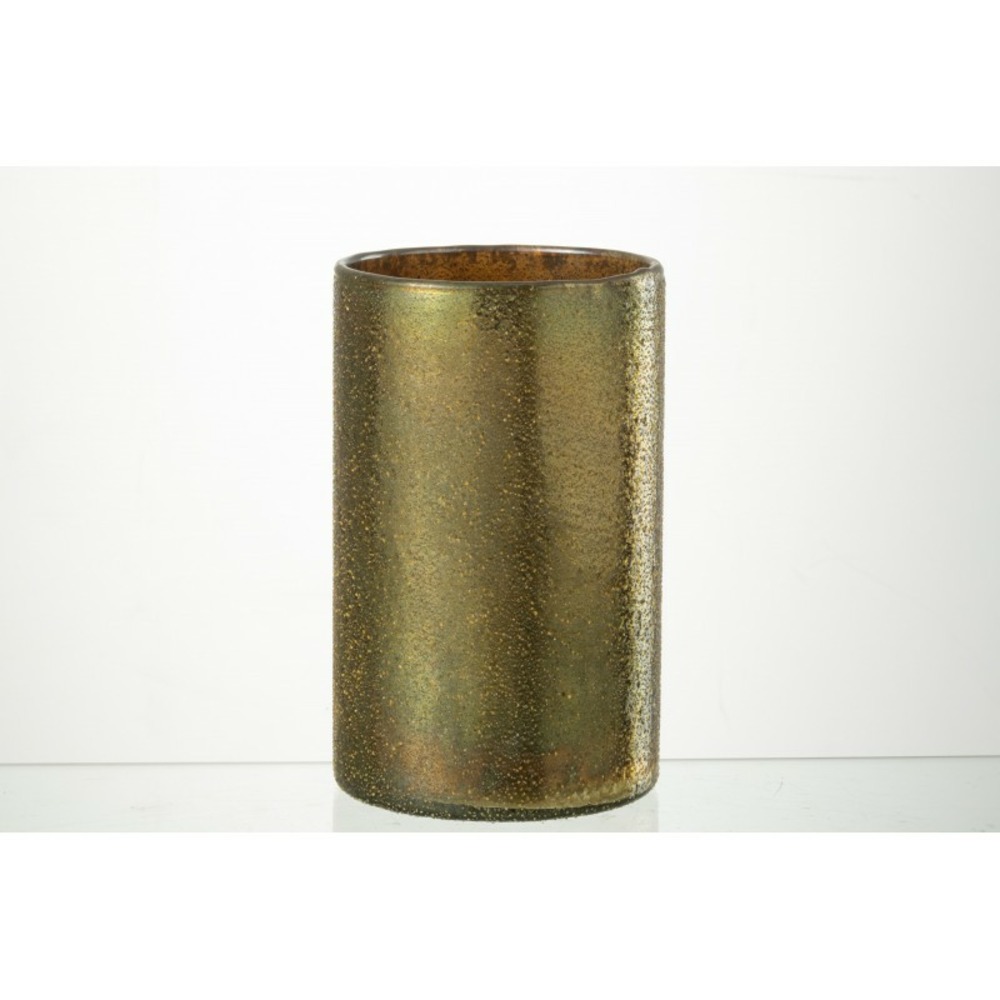 Photophore en verre doré 12x12x20 cm