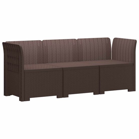 Canapé de jardin 3 places look rattan pp marron