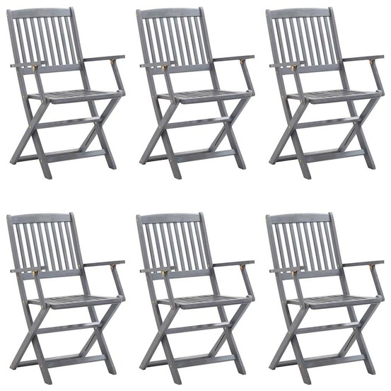 Chaises pliables d'extérieur lot de 6 et coussins bois d'acacia