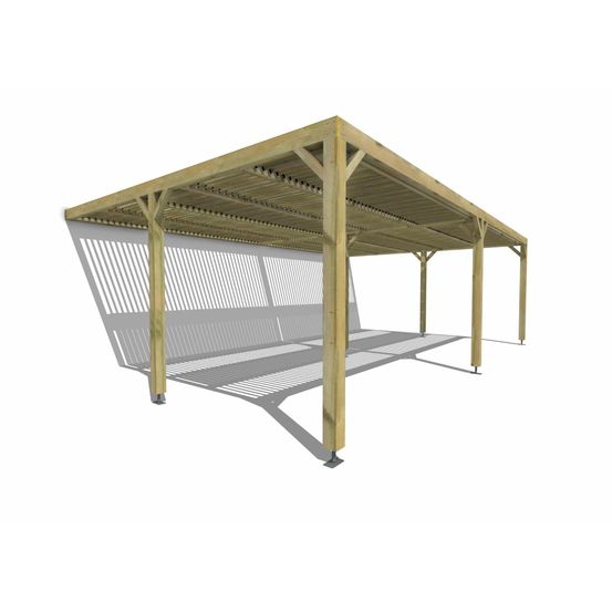 Pergola bois • 8m x 5m • adossée • sens largeur • lames orientables bioclimatiques incluses • livraison comprise