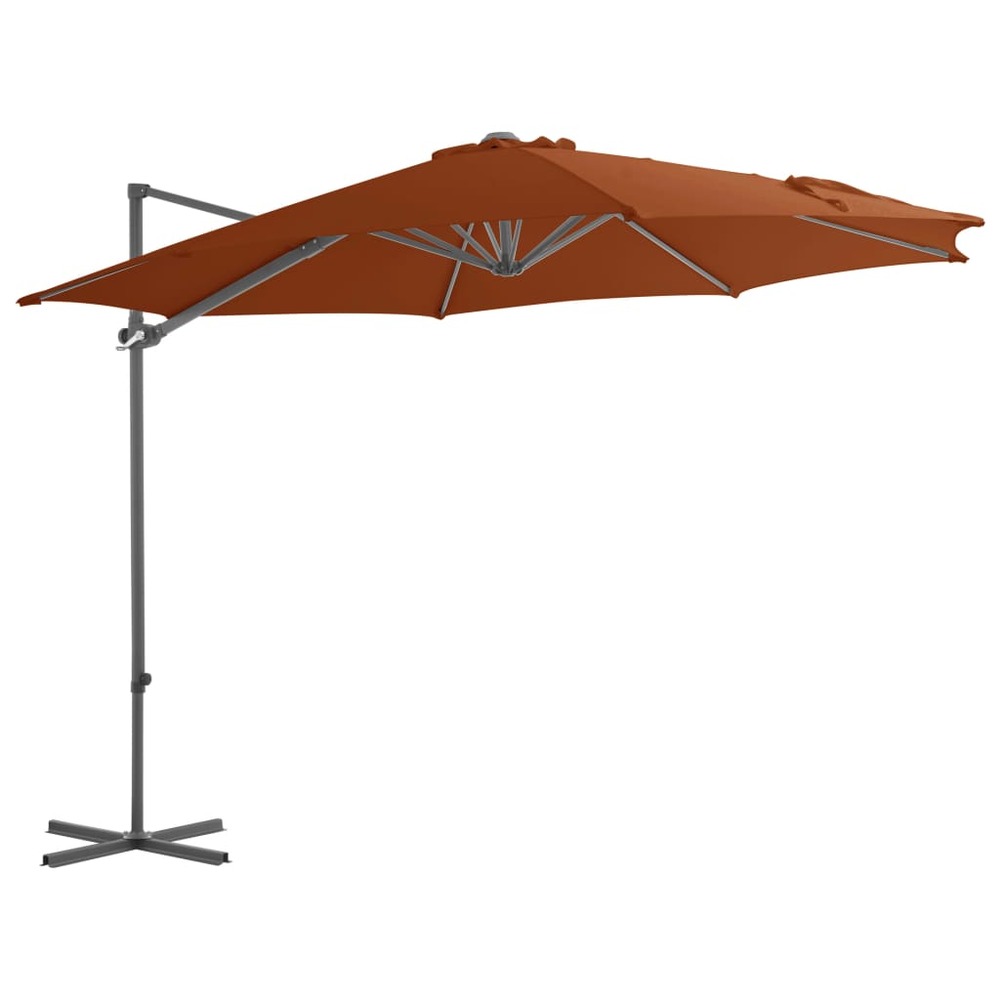 Parasol déporté avec mât en acier 300 cm orange