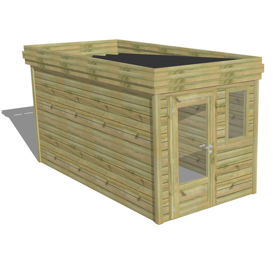 Abri de jardin bois pin traité autoclave 27mm - 2,14x4,34m / 9m2 - bac acier - abri français