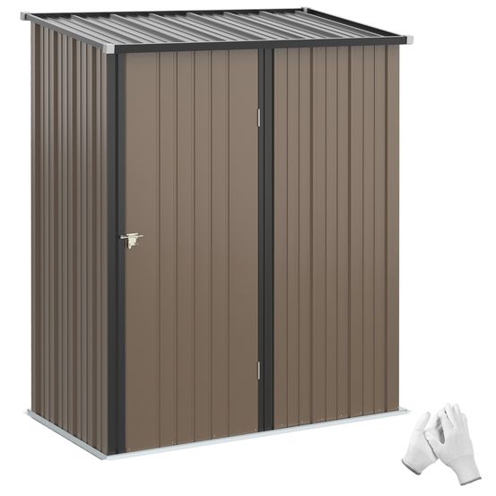 Abri de jardin métal 1,34 m² 161,5 x 94,5 x 196 cm marron toit incliné verrouillable - comfortxl outdoor living