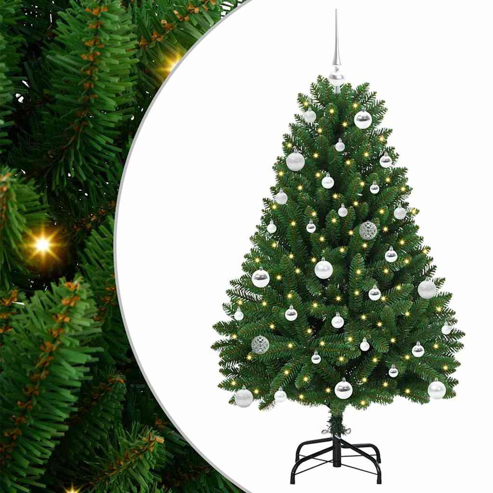 Sapin de noël artificiel avec 150 led vert 150 cm pvc et métal