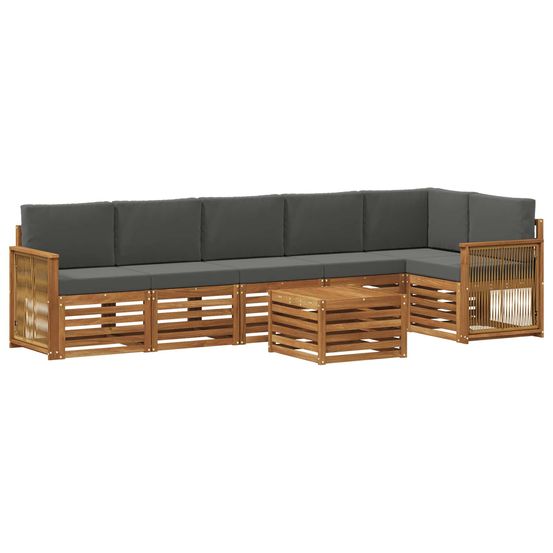 Ensemble de canapés d'extérieur 6 pc naturel et anthracite