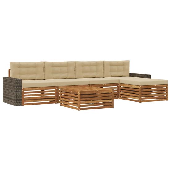 Ensemble de canapés d'extérieur 6 pc naturel et beige polyester