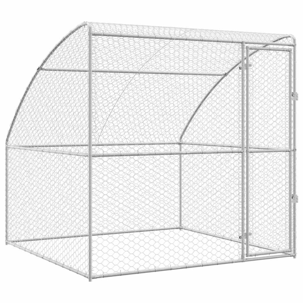 Kennel pour chiens avec stockage argenté 2 x 2 x 2 m acier