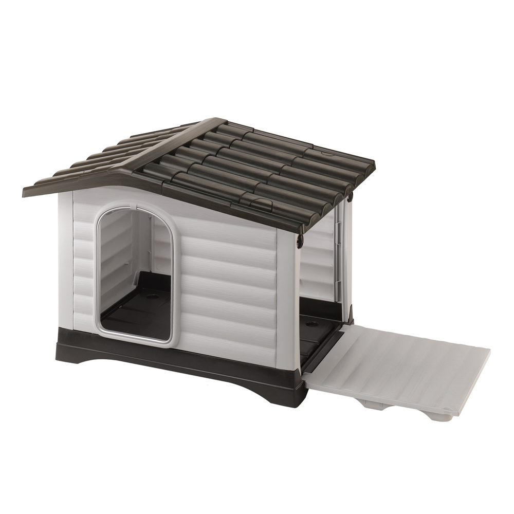 Ferplast niche chien exterieur, maison chien, niche chien moyen,côté ouvrable, système de drainage, grille d'aération, 88 x 72 x h