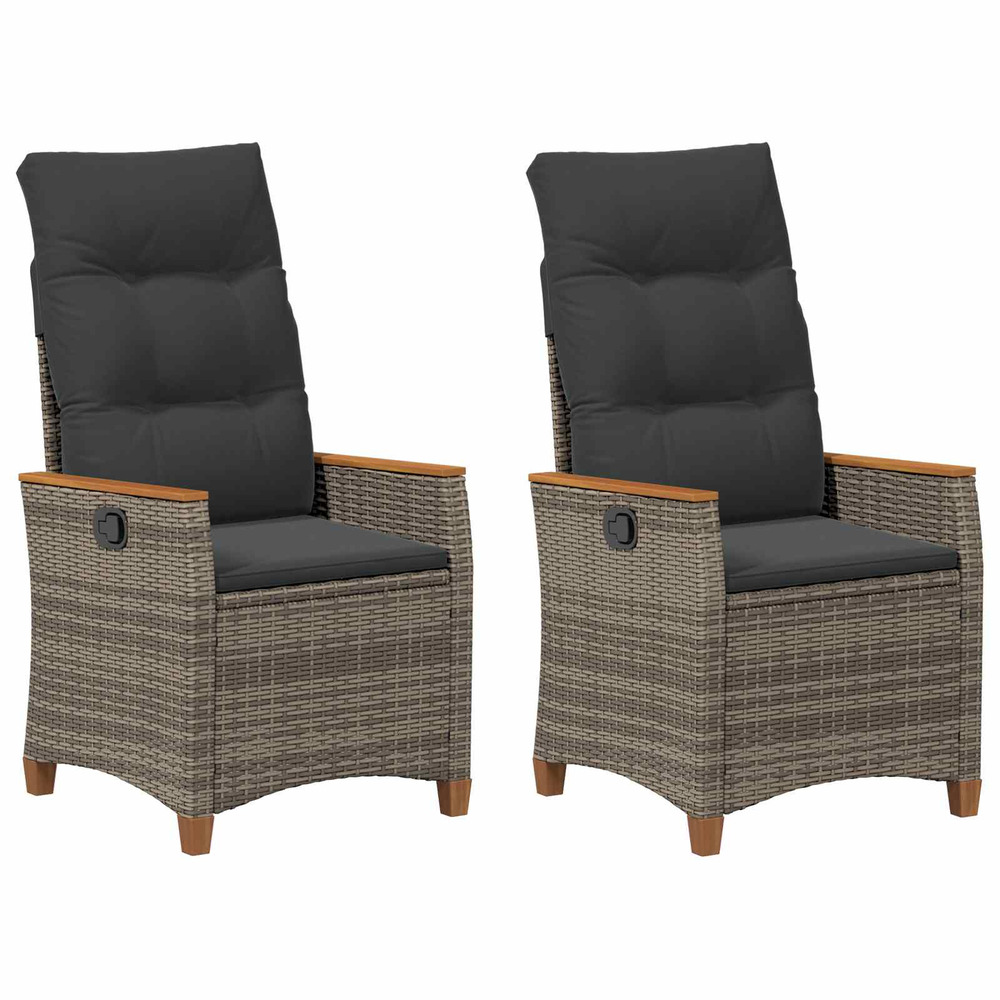 Chaise de jardin inclinable gris et gris foncé polyrotin