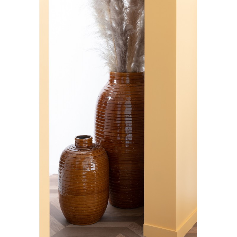 Vase ethnique en céramique marron 52x33x33 cm
