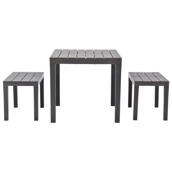 Table de jardin avec 2 bancs plastique marron