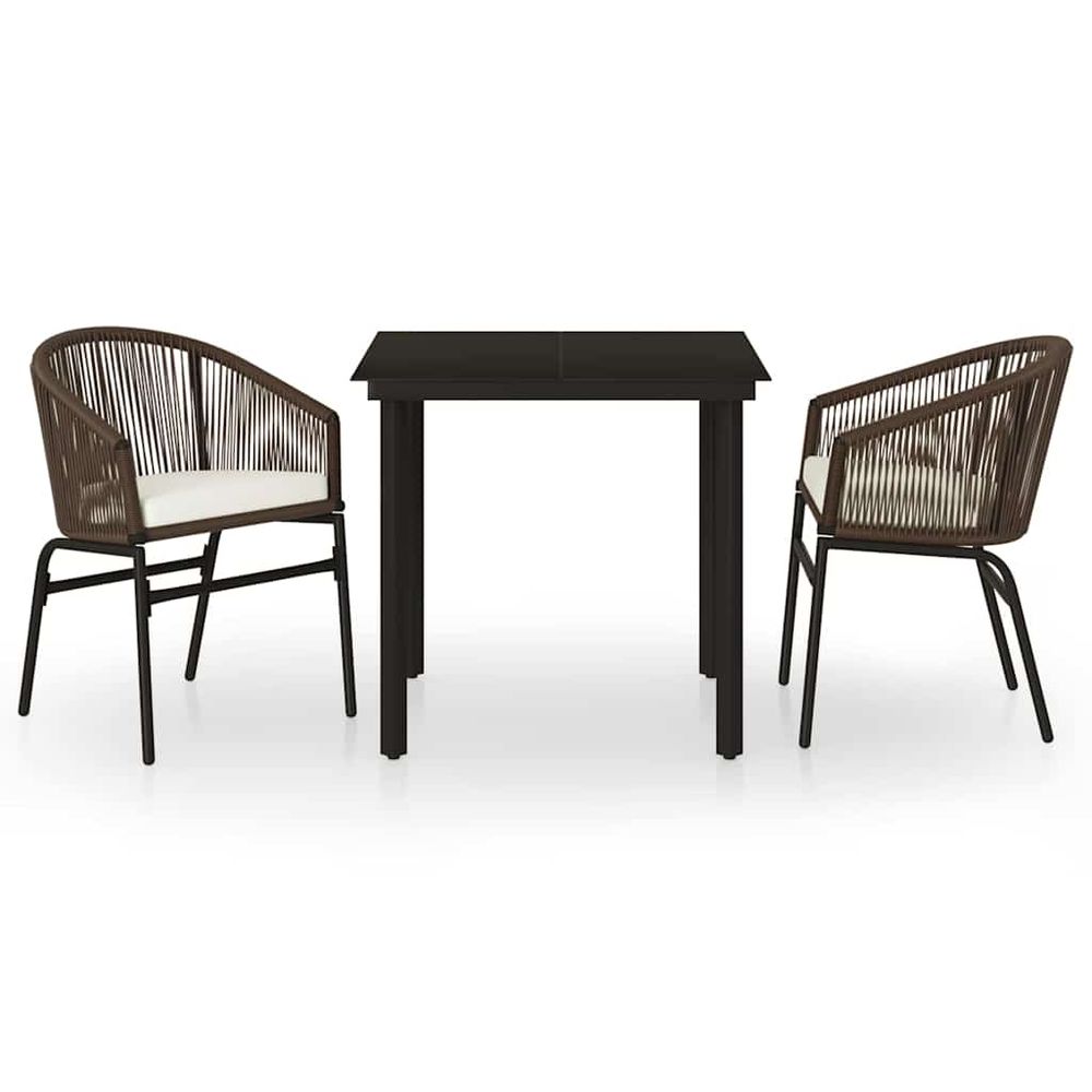 Ensemble à manger de jardin 3 pcs marron