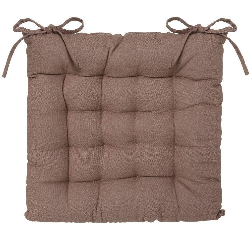 Assise de chaise matelassée coton 38 x 38 cm taupe