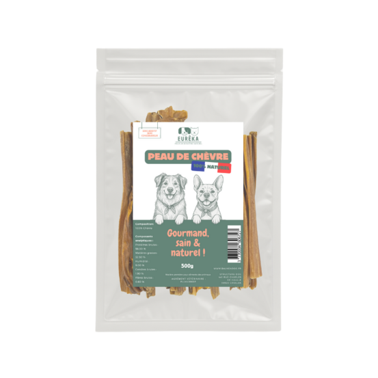 Peaux de chèvre pour chiens – Friandises naturelles, faibles en gras, idéales pour chiens sensibles