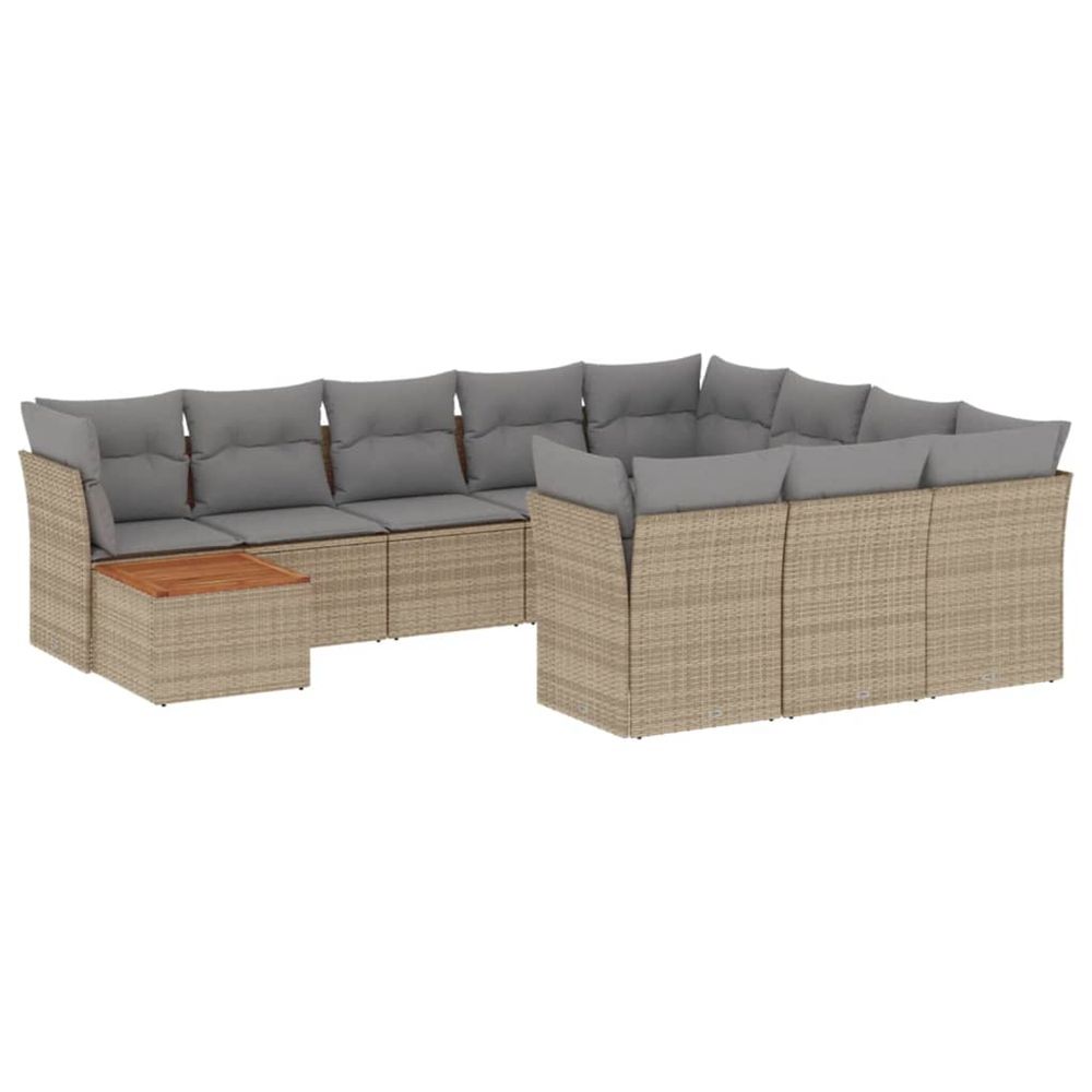 Salon de jardin 11 pcs avec coussins beige résine tressée