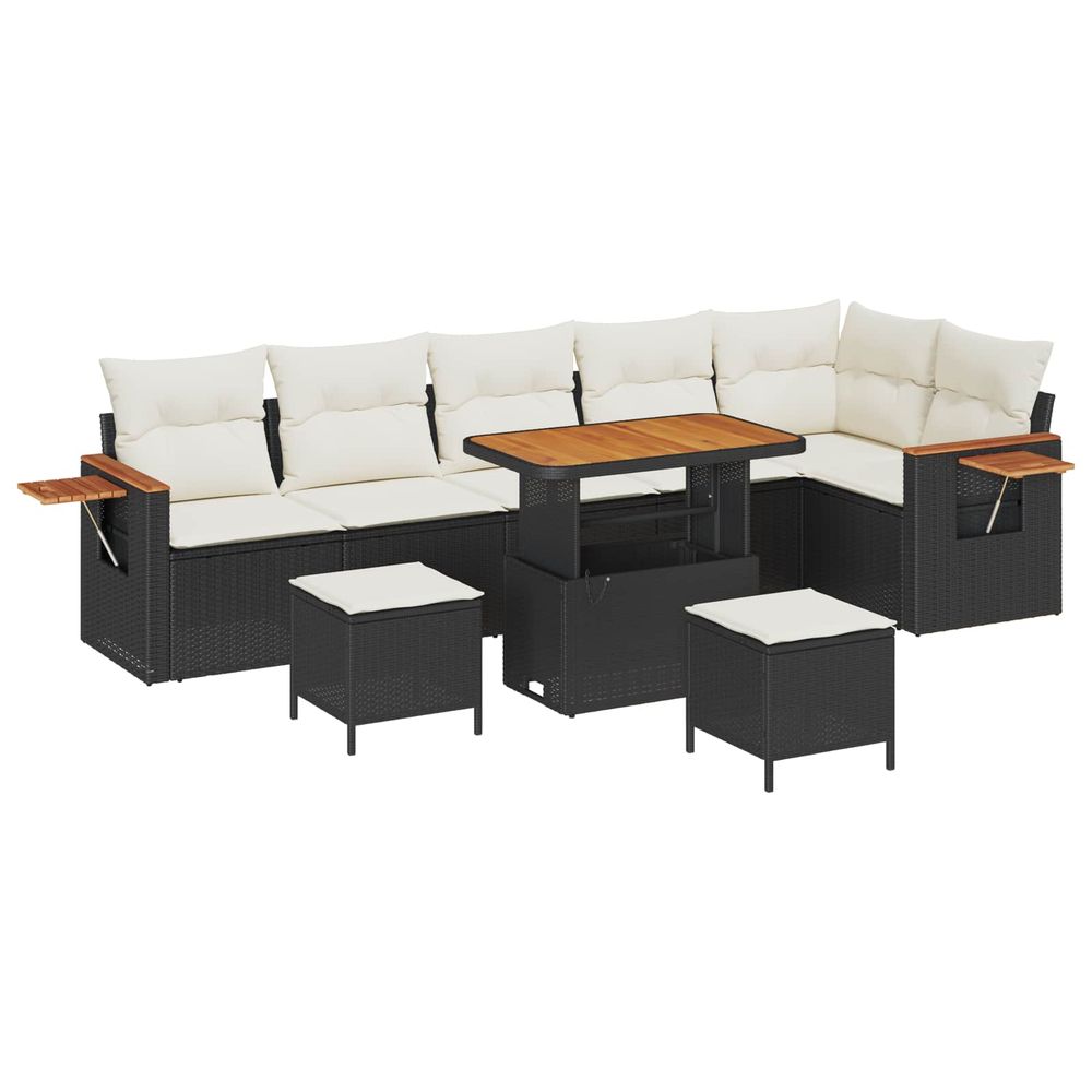 Ensemble de canapé de jardin 9 pc noir polyrotin