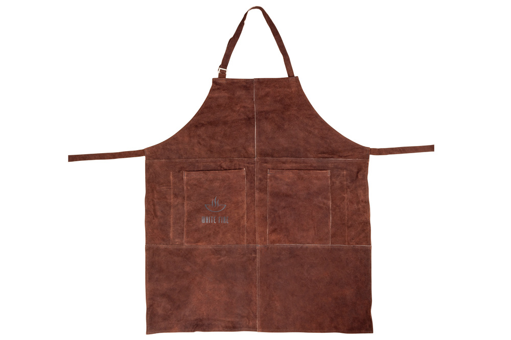 White fire tablier bbq 77x66cm cuir