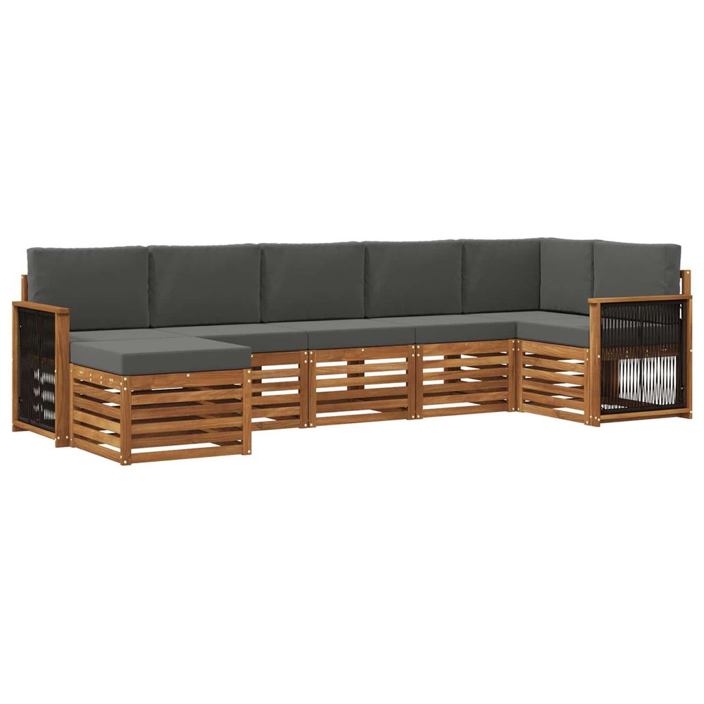 Ensemble de canapés d'extérieur 6 pc naturel et anthracite