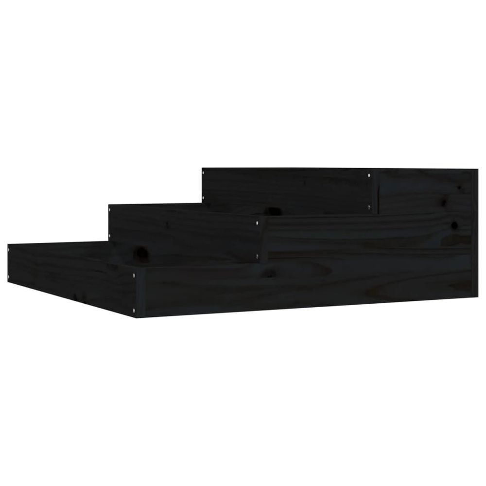 Jardinière noir 78x78x27 cm bois massif de pin