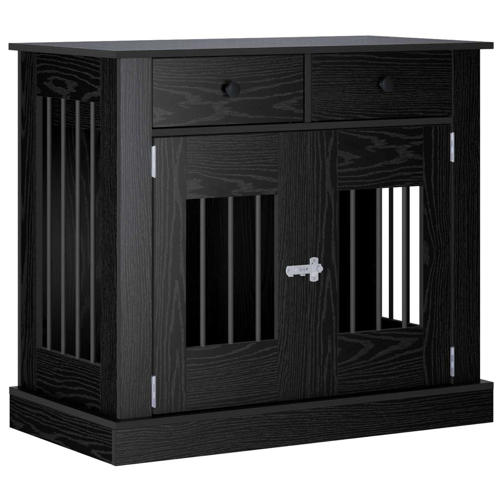 Meuble de cage pour chien chêne noir 90 x 47,5 x 80 cm
