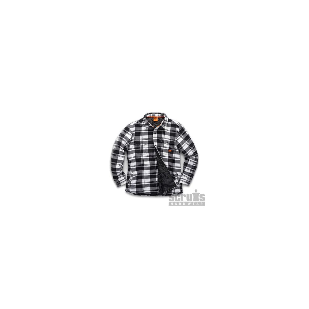 Scruffs - chemise à carreaux noirs et blancs rembourrée worker - taille m
