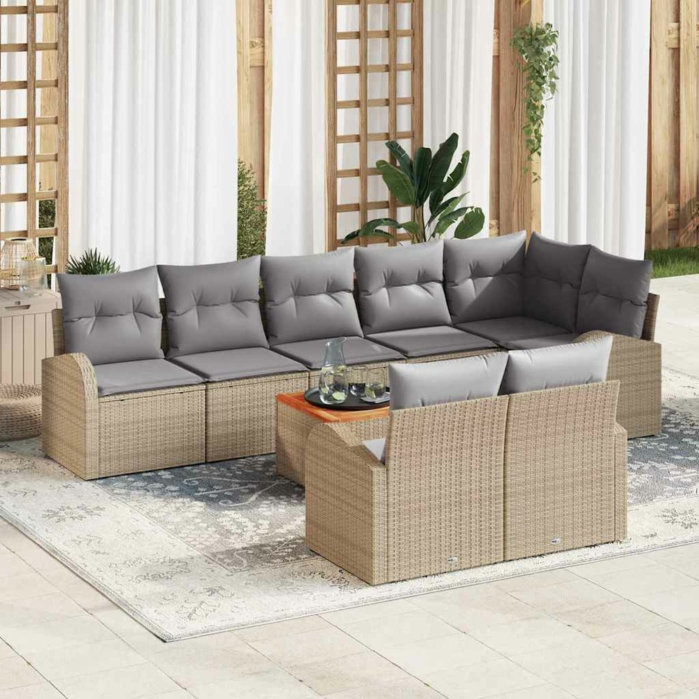 Ensemble de canapé de jardin 9 pcs beige et gris clair