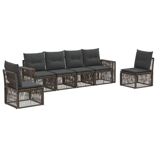 Ensemble de canapé de jardin 6 pc gris et gris foncé polyrotin