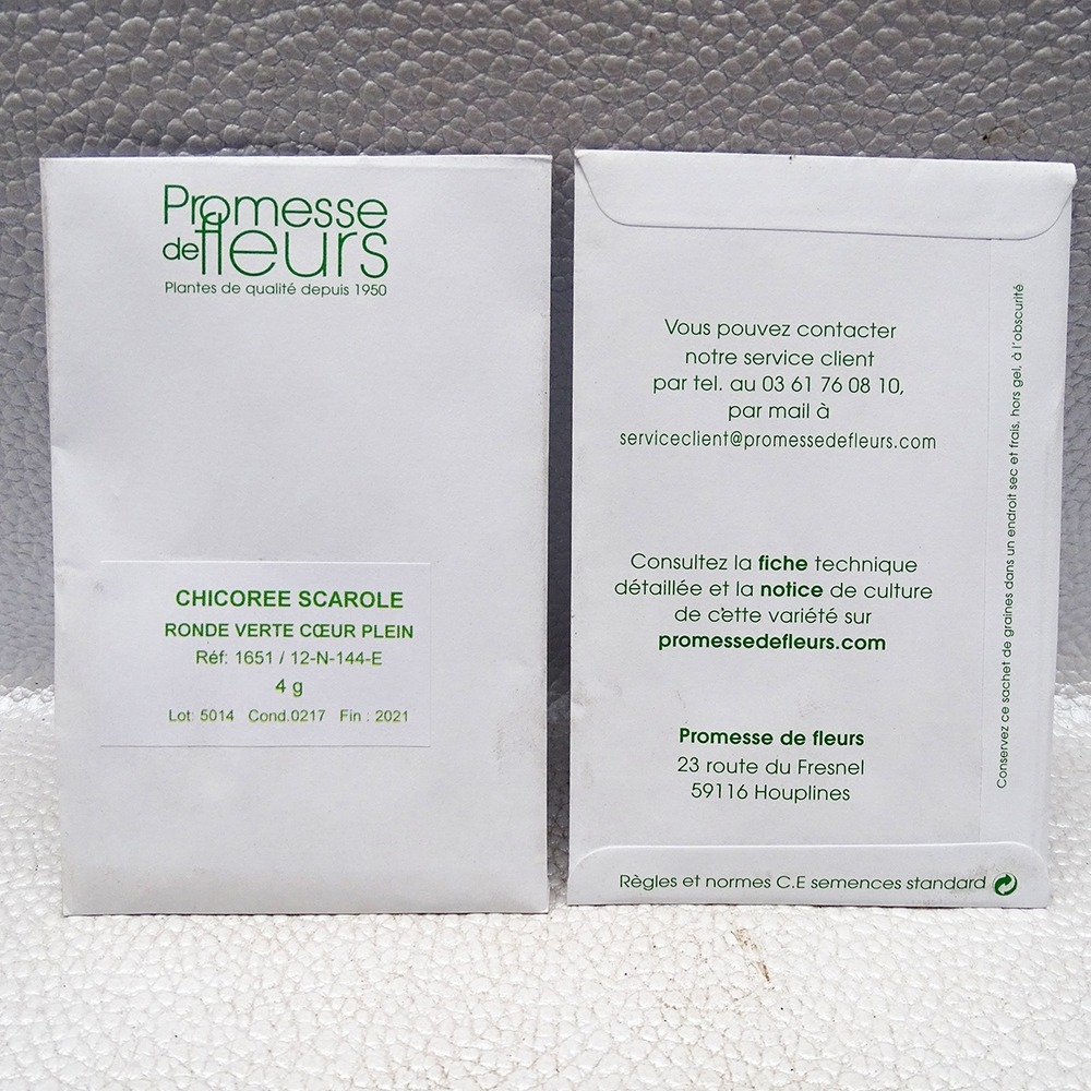 Chicorée scarole 'ronde verte à coeur plein' le sachet de 1800 graines environ (3g)