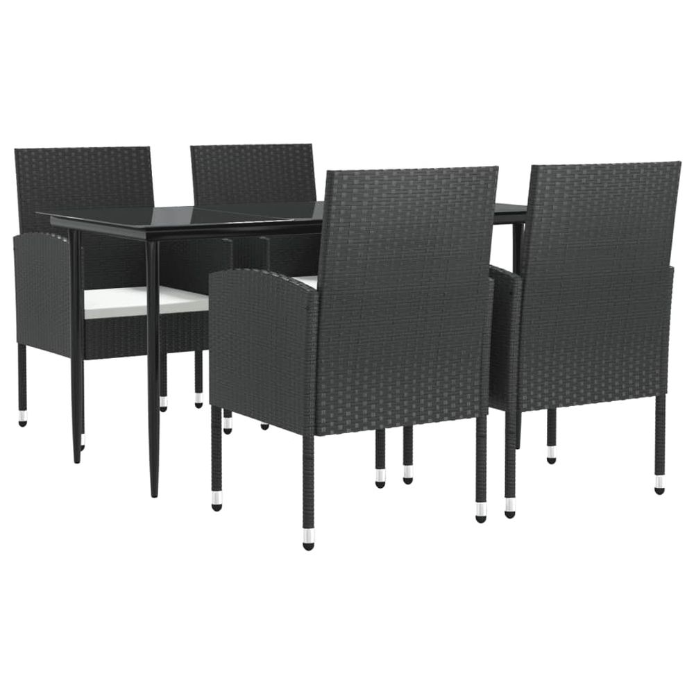 Ensemble à manger de jardin 5 pcs noir résine tressée et acier