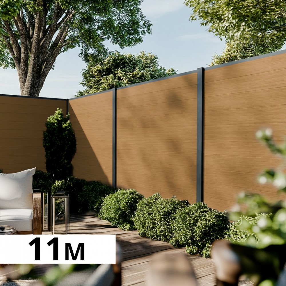 Kit clôture composite poteau à sceller - cruz cèdre h-1,8m