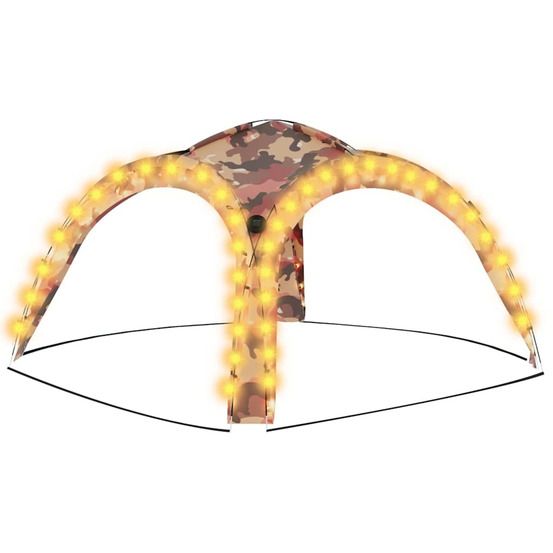 Tente de réception avec led et 4 parois 3,6x3,6x2,3m camouflage