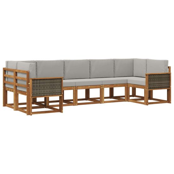 Ensemble de canapés d'extérieur 7 pc naturel et gris clair
