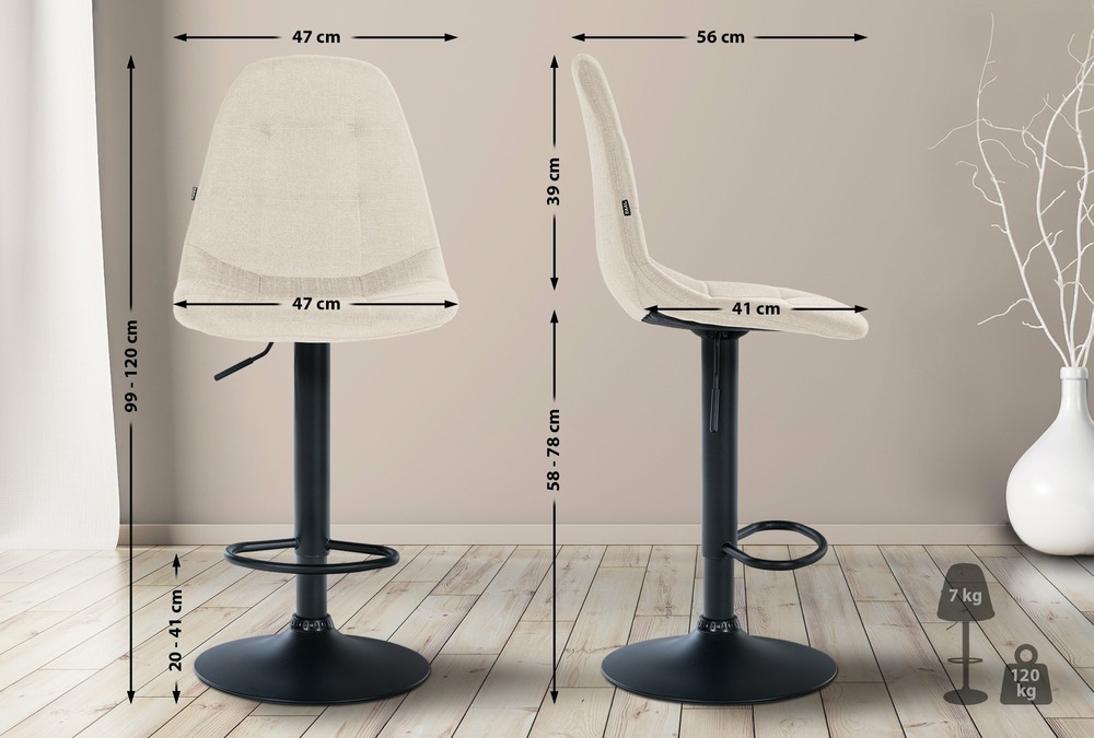 Tabouret de bar elmore tissu b