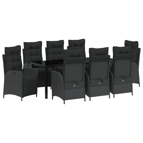 Ensemble de salle à manger pour jardin 9 pcs noir polyrotin