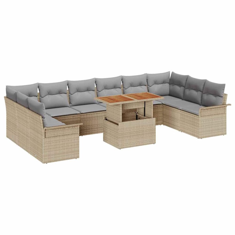 Ensemble de canapé de jardin 9 pc beige poly rotin