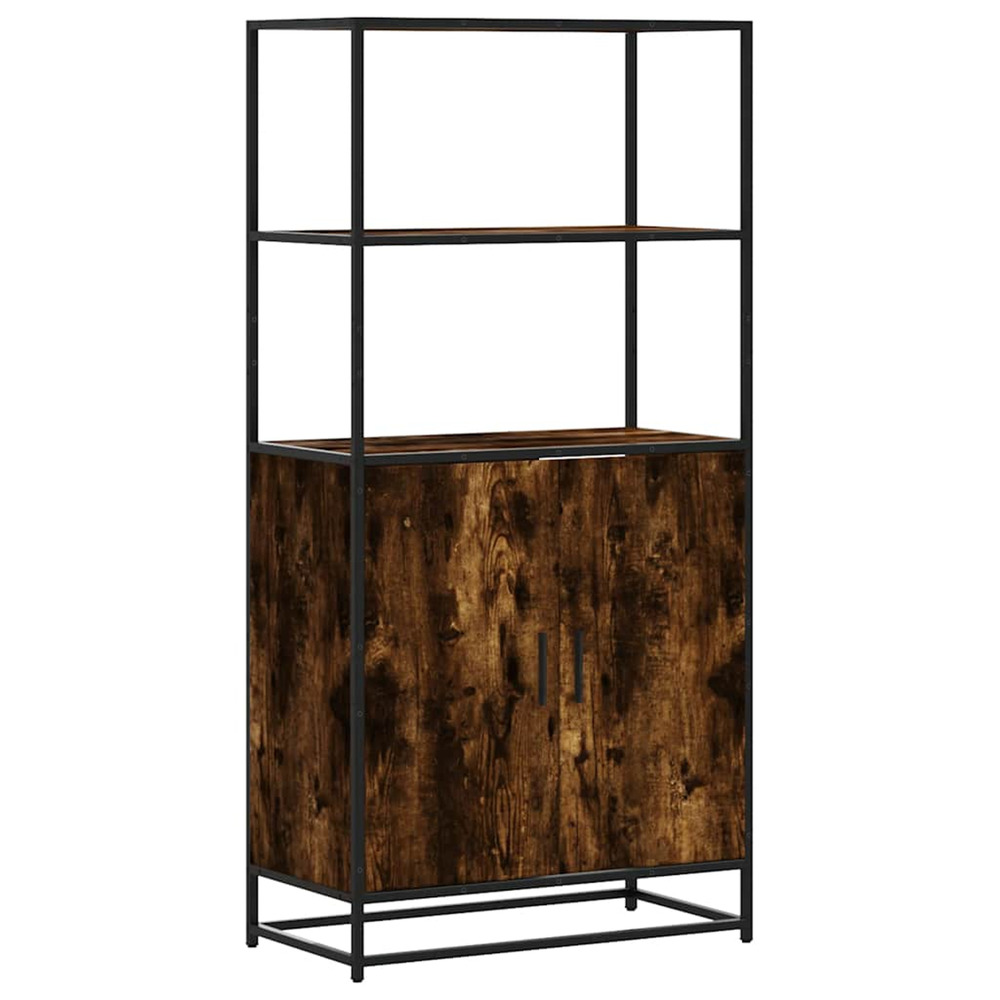 Buffet haut chêne fumé 68x35x139 cm bois d'ingénierie métal