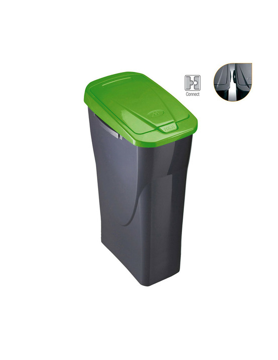 Seau ecobin 25 litres avec couvercle vert 21,5x36x51cm (largeur/profondeur/hauteur)