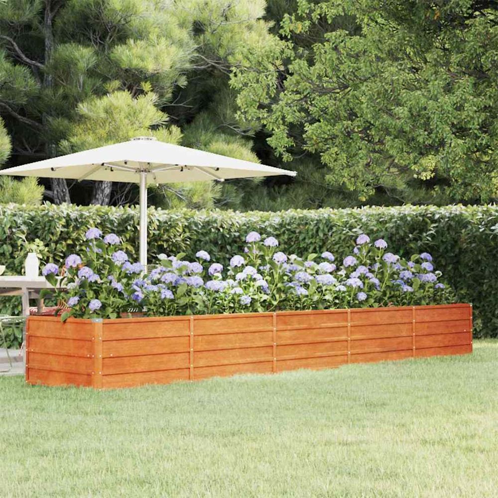 Carré potager très grande longueur acier corten jardin 400x80x45cm