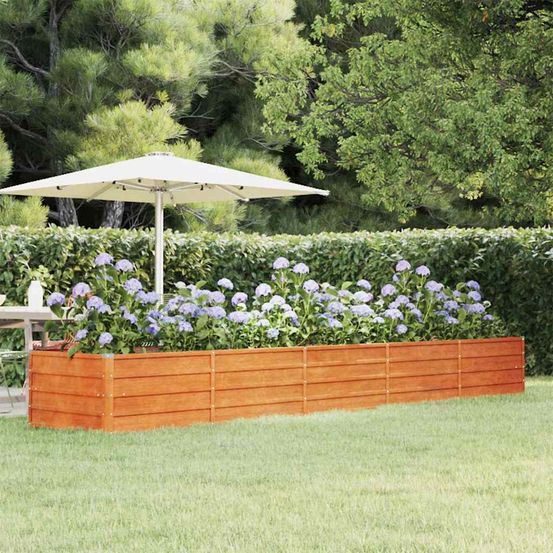 Carré potager très grande longueur acier corten jardin 400x80x45cm