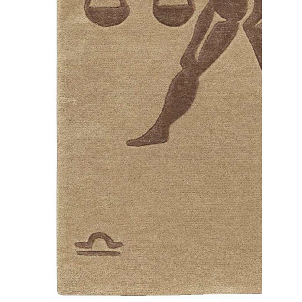 Tapis entrée 70x130 fait main en laine beige rectangle motif géométrique libra