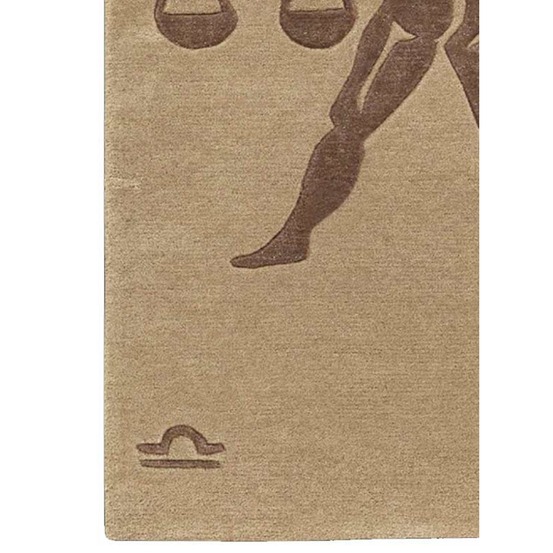 Tapis entrée 70x130 fait main en laine beige rectangle motif géométrique libra