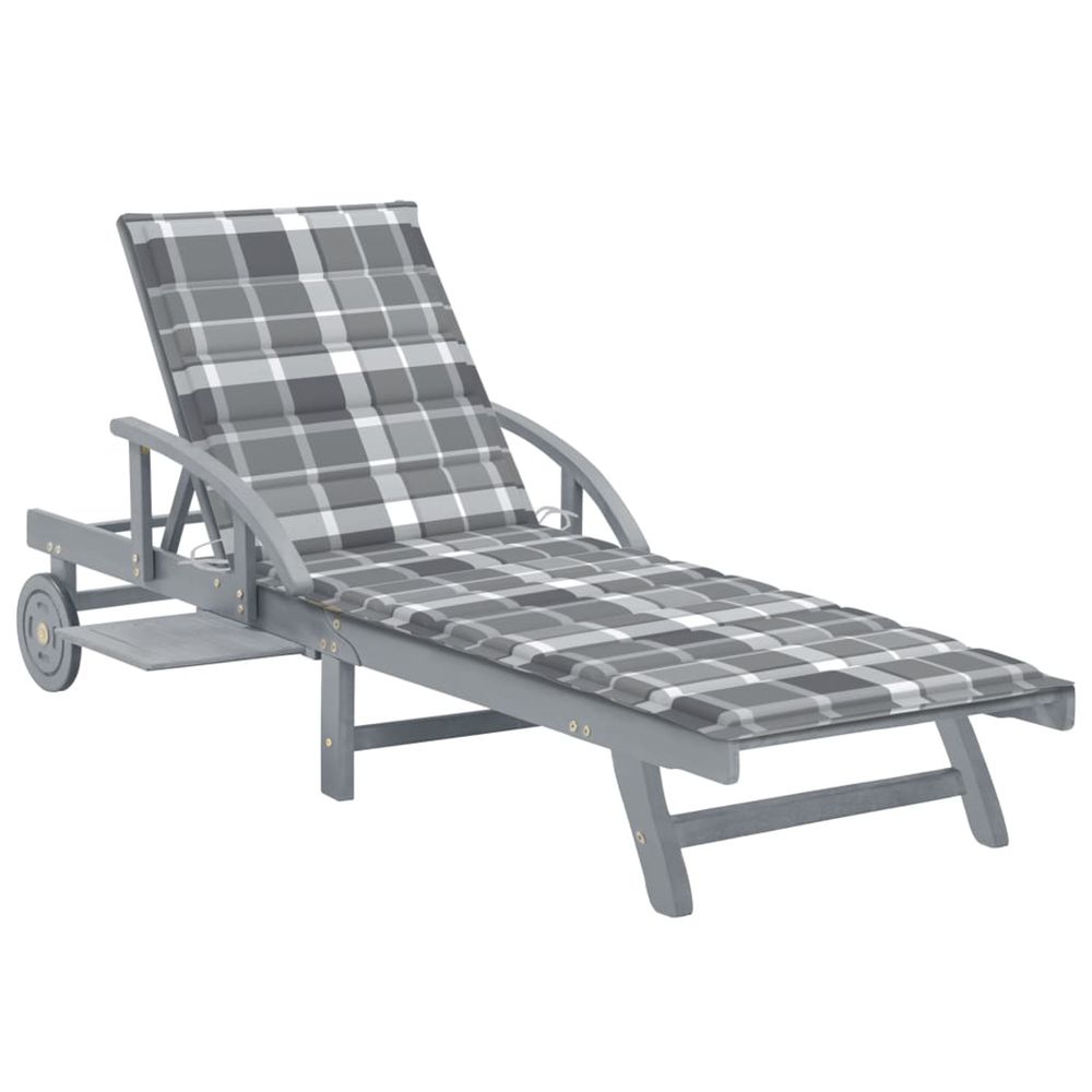 Chaise longue de jardin avec coussin bois d'acacia solide bain de soleil