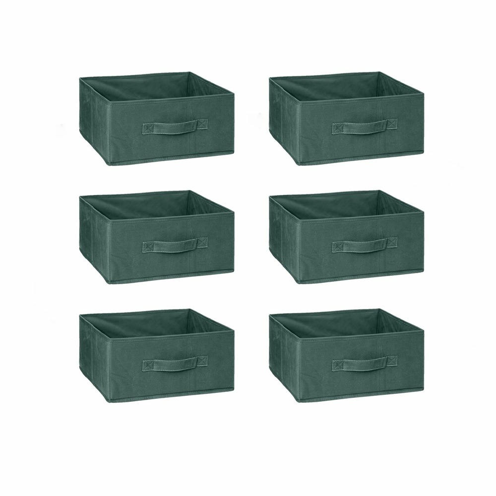 Lot de 6 boîtes de rangement en velours mix 'n modul - l. 31 x l. 31 x h. 15 cm - kaki